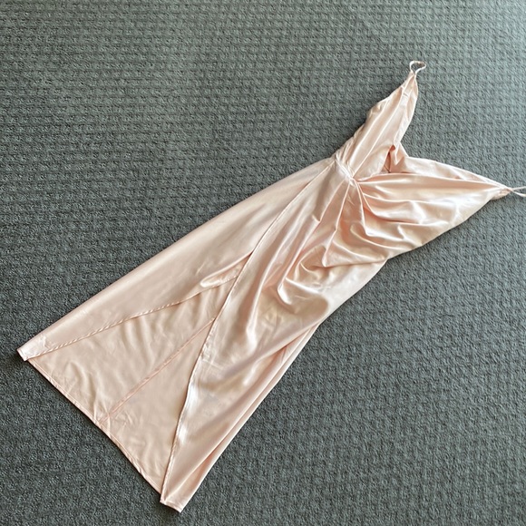 House Of CB, 'Coco' Beige Satin Drape Back Dress, Size S - Picture 7 of 15